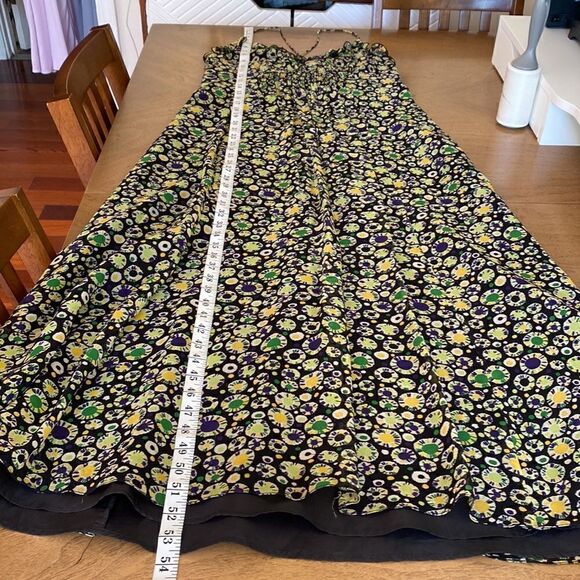 Armani Exchange Black and Yellow Dot Print Ruffle Maxi Dress Size 10 - Picture 10 of 11